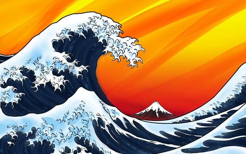 waves, The Great Wave off Kanagawa, 1080P