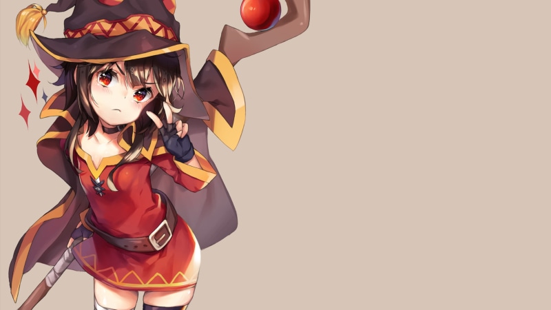 fashion, toy, studio shot, Kono Subarashii Sekai ni Shukufuku wo!, 2K, Megumin, human representation, anime girls, creativity, indoors, anime, witch, hat