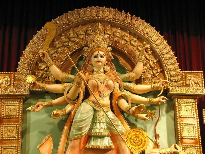 creativity, god, male likeness, hindu, ornate, representation, belief, ceramic, 480P, statue, Navratri, idol, art and craft, place of worship, durga, holiday
