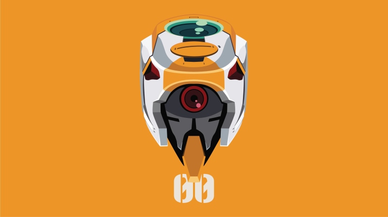 message, 4K, mech, cut out, white, logo, colored background, indoors, yellow, cartoon, EVA Unit 00, communication, lighting equipment, Neon Genesis Evangelion
