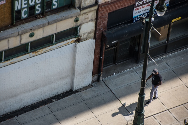 post, architecture, communication, road, people, black, metal, retail, outdoors, for sale, men, motown, standing, street, 5K, real people, walking, sidewalk