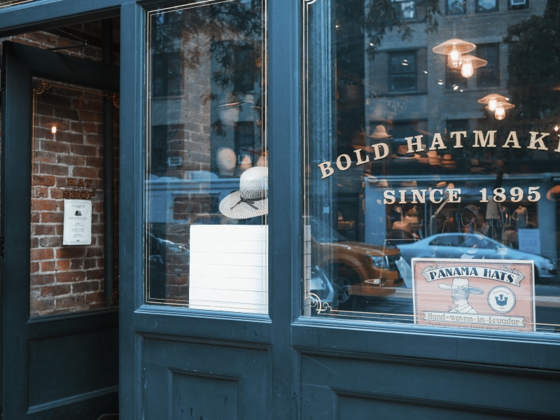 outdoors, reflection, window reflection, new, retail, sign, vintage, business, new york, glass - material, window, communication, transparent, storefront