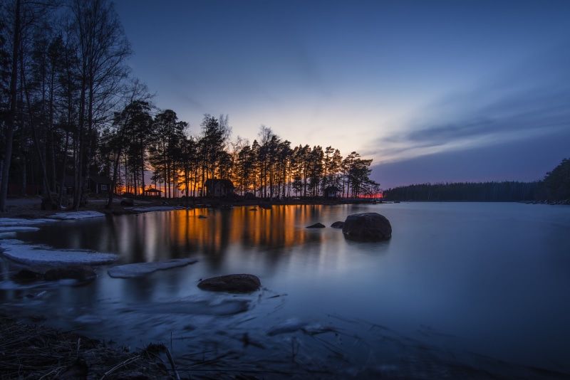 35mm, sunset, body, blue skies, near, night, dusk, skies, nikon  d600, blue, reflection, body of water, silhouette, 5K, nikkor, Evening, water, nature