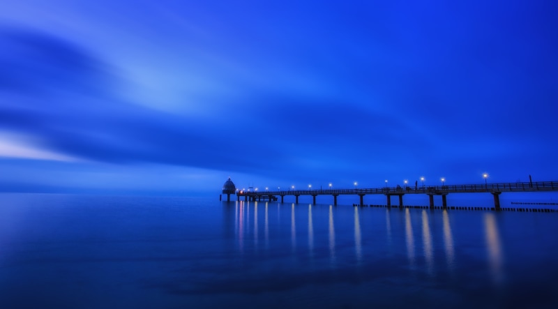 Fischland-Darß-Zingst, body, Strand, evening light, water, shot, Baltic Sea, sea, sunset, mirror, dusk, 4K, blue horizon, Ostsee, night, long exposure