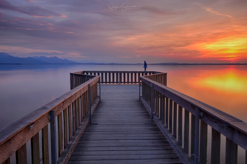 Wolken, water, Bavaria, sunset, landscape photography, sea, Steg, Nikon  Nikkor, sky, pier, Bayern, Europa, 4K, outdoors, clouds, evening, lake, clear