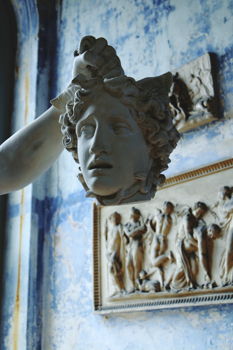 myth, mythology, building, built structure, classical, architecture, roman, sculpture, craft, spirituality, low angle view, antique, outdoors, marble, historical