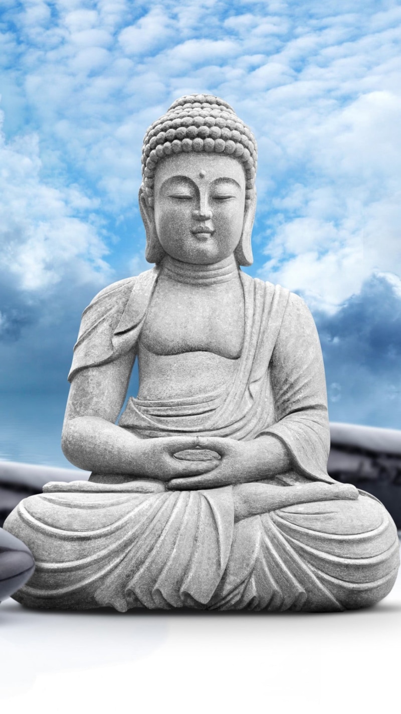 religion, representation, Lord Buddha, sky, gautama, meditating, sculpture, 1080P, spirituality, buddha, statue, human representation, nature, clouds