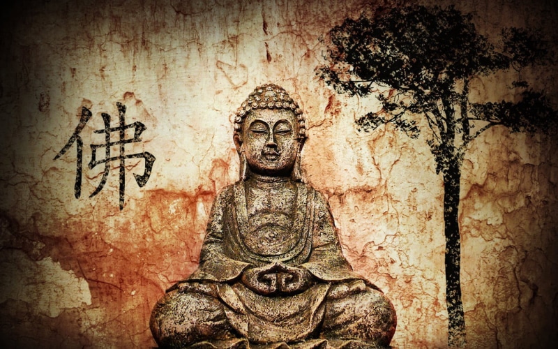 illustration, art and craft, indoors, spirituality, no people, old, textured, belief, weathered, creativity, wall - building feature, Buddha, built structure