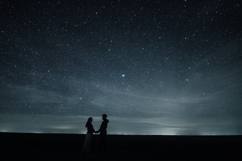 horizon over water, positive emotion, holding, love, togetherness, sky, astronomy, hands, milky Way, stars, clear, beauty in nature, dark, perfection, standing