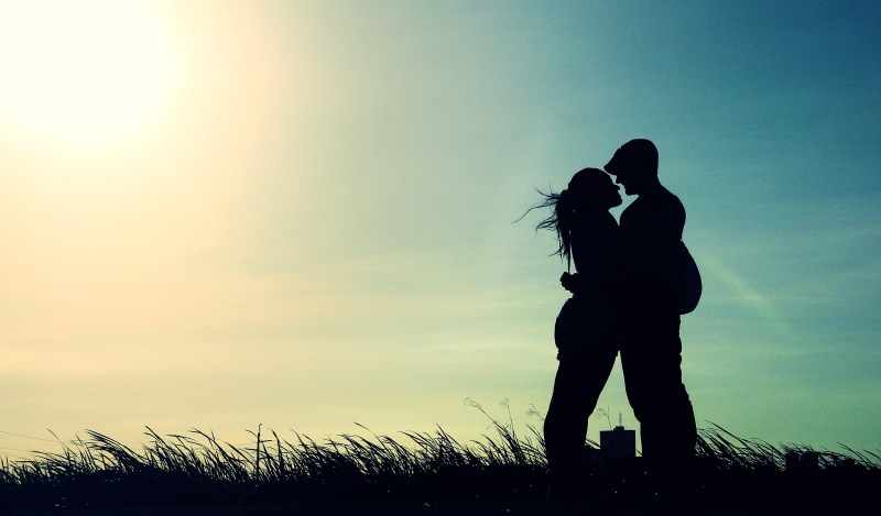 wedding, horizon, couple - relationship, real people, happy, two people, love, valentine, peaceful, nature, adults only, outdoors, silhouettes, man, hairstyle
