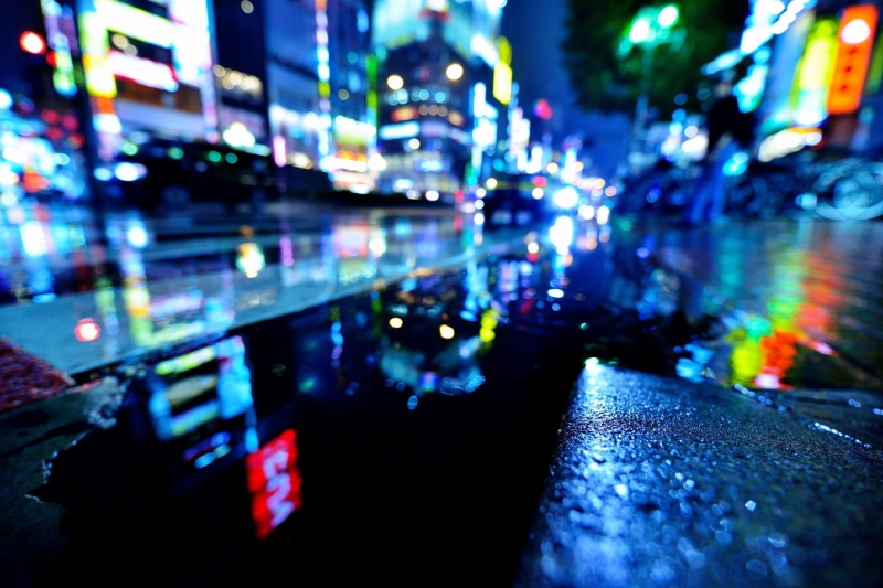 outdoors, street Light, backgrounds, office Building, Japan, puddles, dusk, car, business, abstract, twilight, water, downtown District, no people, traffic