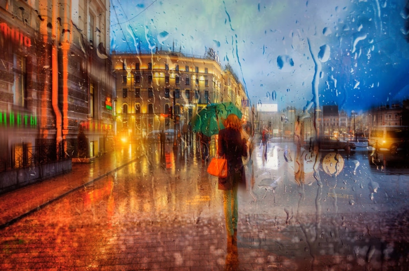 sky, illuminated, outdoors, city Life, extreme weather, green, winter, travel, raindrop, travel Destinations, built Structure, street, cityscape, europe