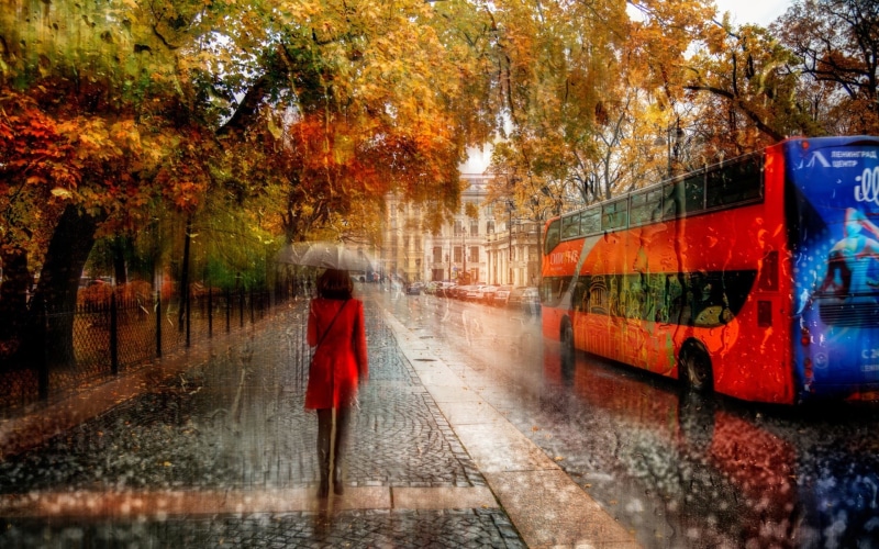 Creative, Petersburg, Pictures, 1080P, Girl, st, Road, Autumn, Rain, Cars