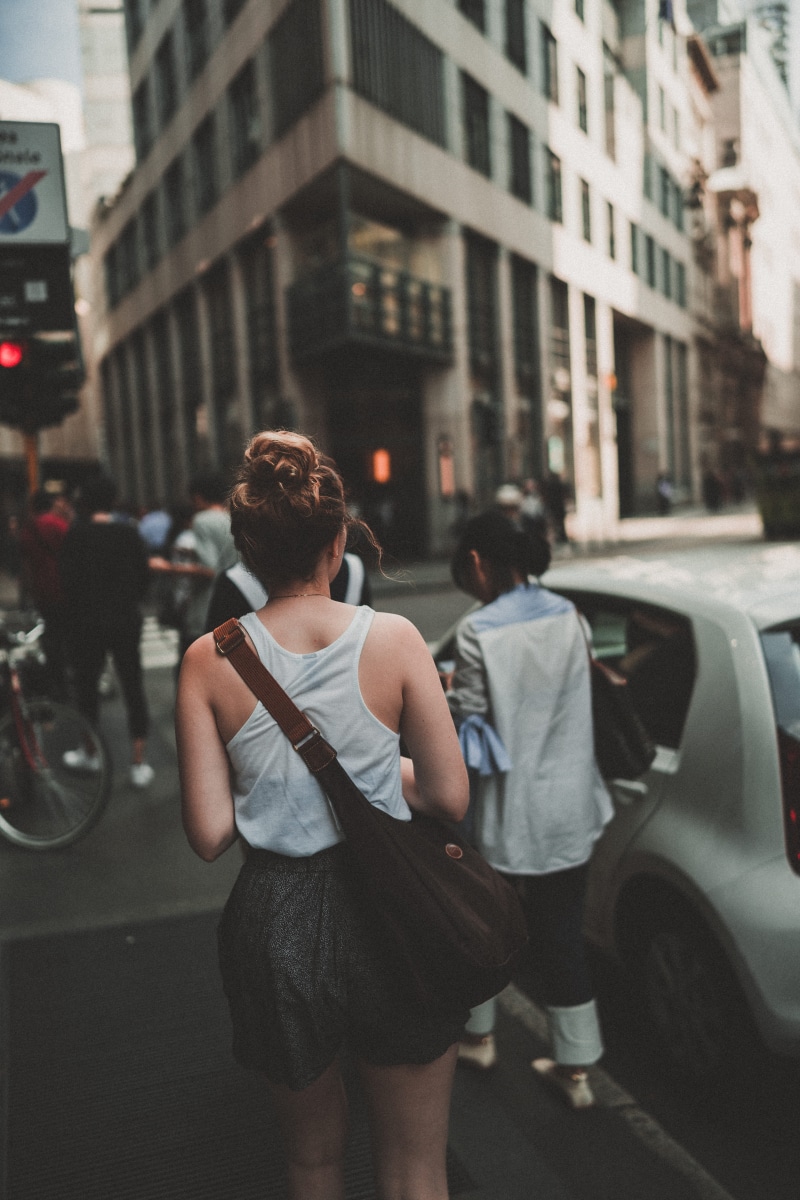 carrying, gray, milan, shorts, street, traffic, crossing, built structure, people, building exterior, explore, road, real people, standing, one person