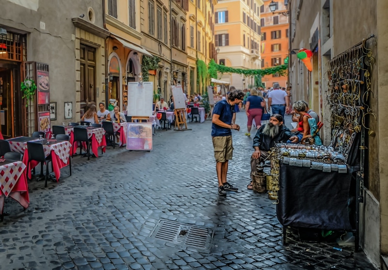1080P, trattoria, peddlar, cafe, Rome, leisure activity, building, city, scene, vacation, city Life, culture, travel Destinations, built structure, summer