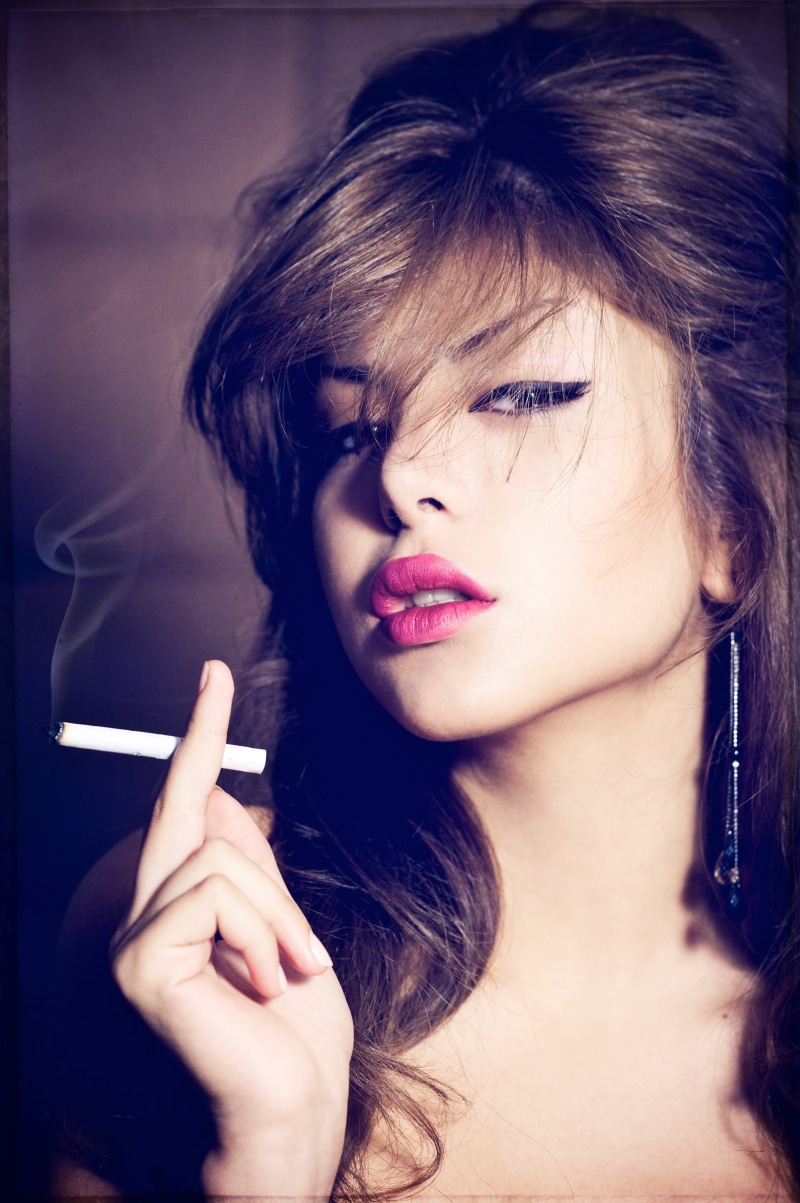 black, Back to Basics, beautiful, holding, caucasian Ethnicity, 4K, people, cigarette, pink, beauty, model, eyeliner, headshot, women, human Face, lipstick