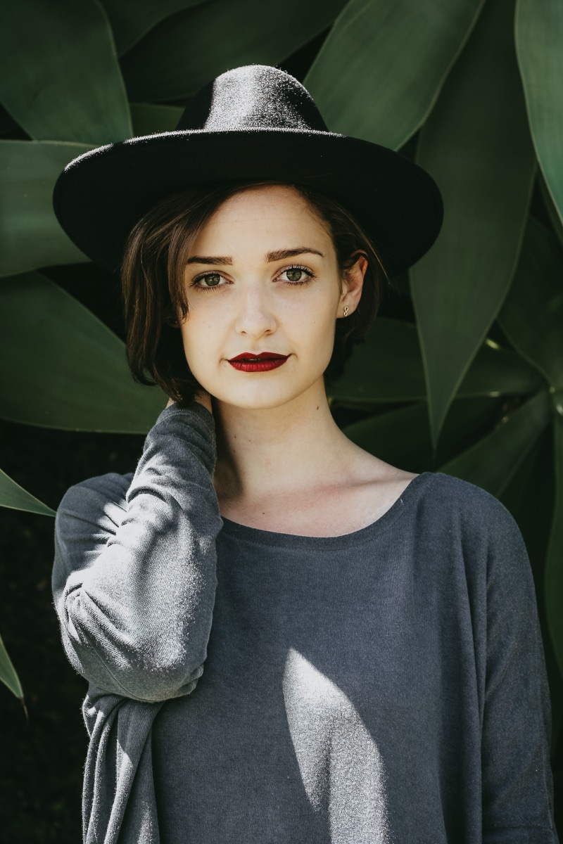 portrait, only women, smiling, beauty, casual clothing, adult, beautiful woman, women, fashion Model, fedora hat, real people, one young woman only, caucasian Ethnicity