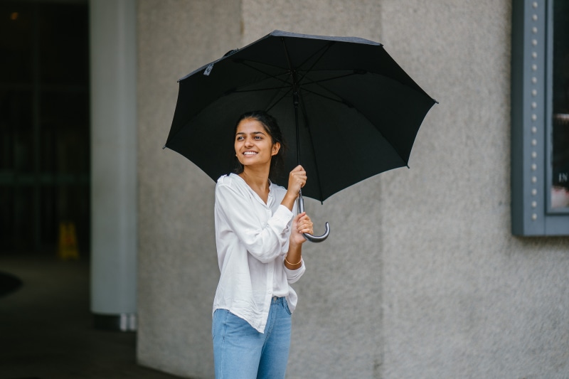 denim, jeans, one person, casual clothing, adult, wearing, daylight, woman, young, smile, long, happiness, rain, white, women, wet, outdoors, architecture