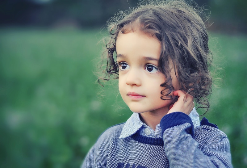 beauty, focus on foreground, focus, outdoors, cute, women, hairstyle, hair, headshot, daughter, contemplation, model, gray, portrait, style, happy, child