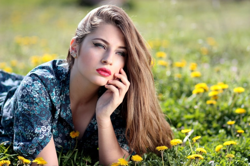 tops, flowers, lifestyles, daytime, caucasian Ethnicity, beauty, yellow, young women, beautiful woman, grass, human Face, beautiful people, beautiful, adult