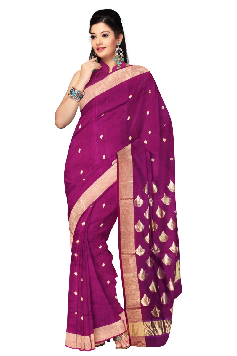 three quarter length, woman, dress, indoors, white Background, pink, sari, portrait, young adult, cotton, purple, traditional clothing, saree, people, fashion