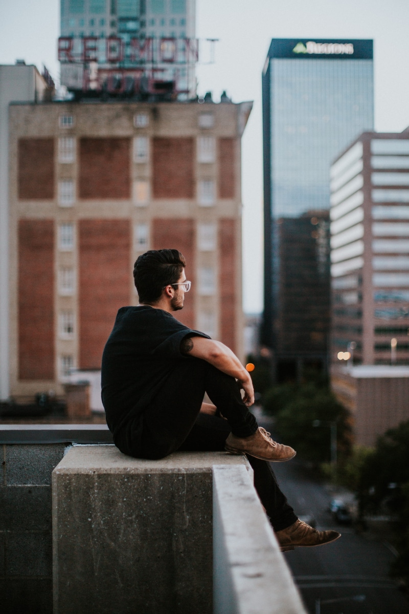 pants, day, high, architecture, one Person, building, city, businessman, crew, white, leisure activity, concrete, shirt, man in black, daytime, black, office building exterior
