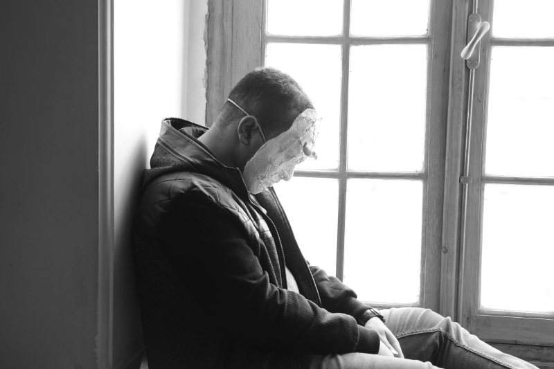 men, day, three quarter length, young men, leisure activity, relaxation, wear, person, sit, 4K, royalty  images, room, alone, casual clothing, one person