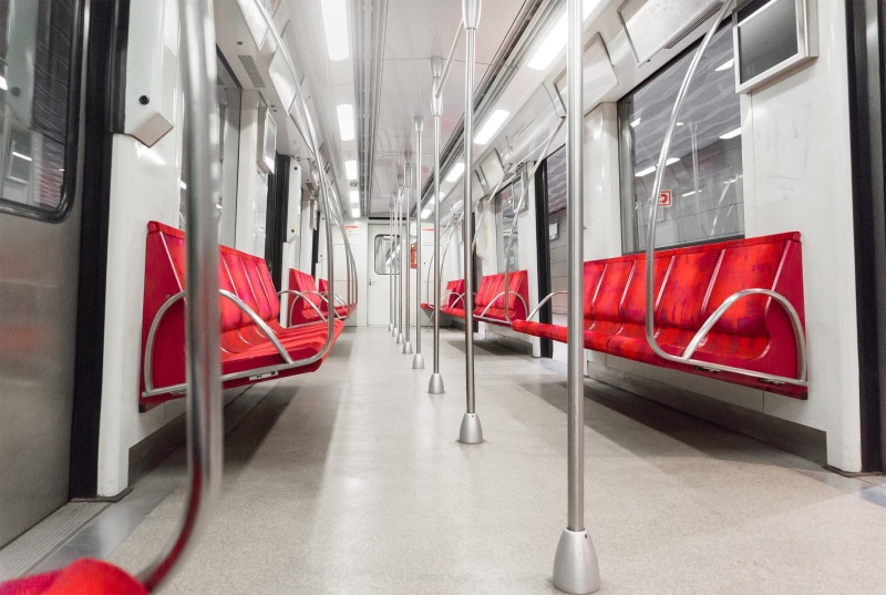 safety, rapid, no People, architecture, train - vehicle, Train, arcade, Metro, glass - material, absence, Empty, train, Subway, public, rail, seat, car