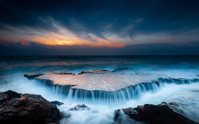 sea, scenics - nature, motion, horizon over water, sky, hd, no people, phones, vietnam, water, hy, sunset, land, thuan, seascape, landscape