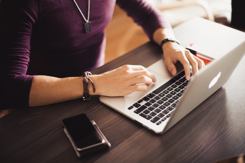 laptop, sitting, smart phone, hands, women, mobile, communication, desk, connection, work, young, entrepreneur, furniture, hand, macbook, using laptop