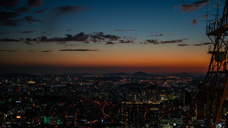 skyscraper, landscape, korean, crowd, night, residential district, architecture, sky, namsan, illuminated, cityscape, 4K, outdoors, crowded, korea, sunset