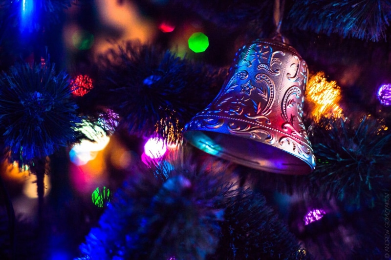 close-up, ornate, christmas Lights, bell, christmas, indoors, new Years Day, celebration, 1080P, december, christmas Tree, winter, string, fir Tree, decor