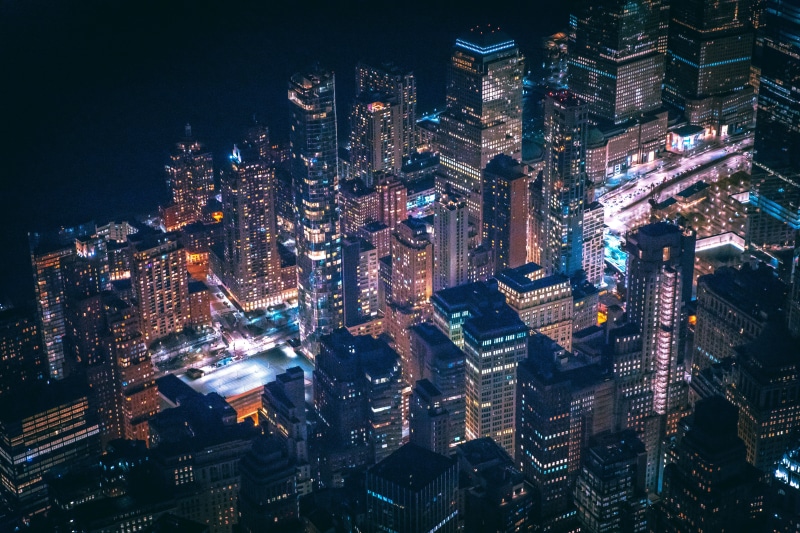 residential district, photography, skyscraper, night, light, new york city, city view, movement, glowing, architecture, built structure, nighttime, city skyline