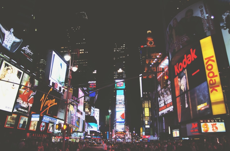 evening, york, street, communication, nighttime, new, commercial Sign, built structure, new York City, busy, text, new york, times square, urban Scene