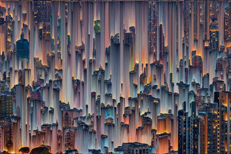large group of objects, pattern, rusty, full frame, day, backgrounds, weathered, 720P, concept art, building exterior, glitch art, painting, hanging, abundance