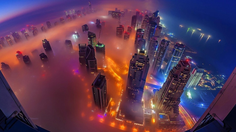 architecture, cloud - sky, downtown district, light, city life, landscape, tower block, cityscape, landmark, urban sprawl, dubai, asia, urban skyline, skyline