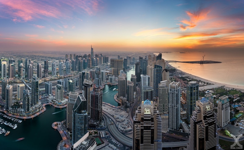 landscape, no people, 1080P, nature, outdoors, Dubai, cityscape, high angle view, city, residential district, built structure, office building exterior