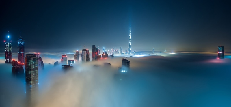 long exposure, tall - high, city, illuminated, architecture, skyscraper, no people, night, Dubai, modern, sky, Burj Khalifa, built structure, building exterior