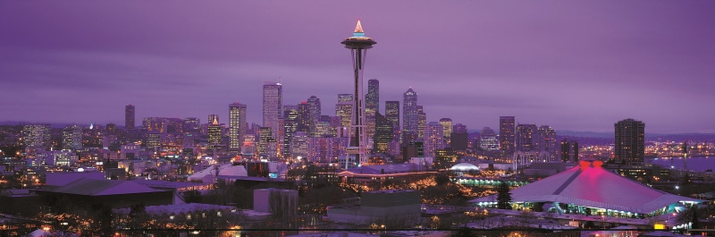 downtown District, tower, space, cityscape, skyscraper, needle tower, space needle, architecture, 5K, famous Place, urban Skyline, needle, illuminated