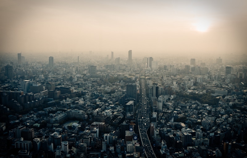 modern, air pollution, Tokyo, pollution, building exterior, Japan, urban skyline, financial district, built structure, aerial view, office building exterior