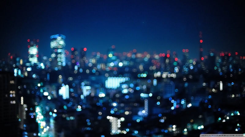 1080P, building, lighting equipment, city, office building exterior, dots, modern, bokeh, landscape, cityscape, cyan, city life, city lights, high, buildings