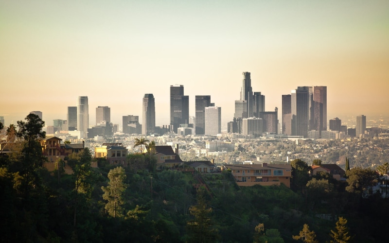 tree, USA, building Exterior, residential District, panoramic, Los Angeles, sunset, urban Scene, 1080P, financial district, architecture, town, landscape