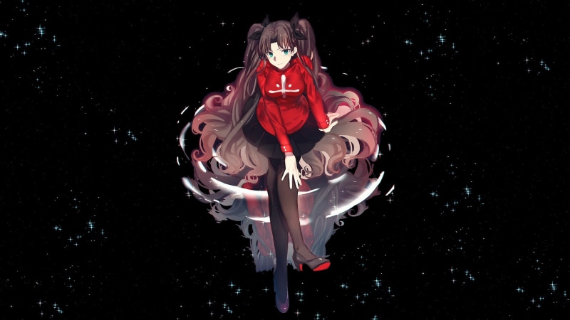 nature, anime girls, Fate Series, tohsaka, red, front view, art and craft, no people, night, 1080P, leisure activity, Tohsaka Rin, illustration, rin, arts culture and entertainment