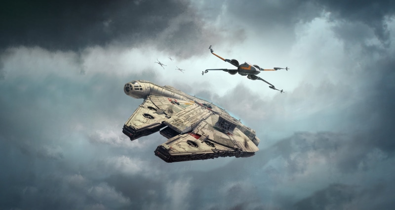 Star Wars Ships, X-wing, Millennium Falcon, Star Wars, 2K
