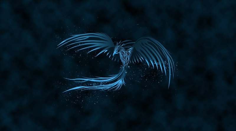 outdoors, digitalart, fantasy, super natural, water, artworks, phoenix, animal themes, Vector Art, animal, surreal, 4K, sea, blue phoenix, underwater