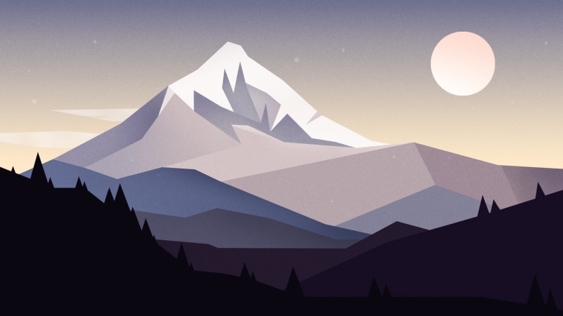Moon, Artistic, Nature, Mountain, Minimalist, 1080P