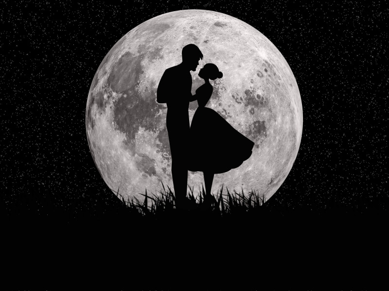 black, moon, togetherness, circle, sky, star - space, full moon, astronomy, people, romance, outdoors, surface, bonding, love, women, dark, couple - relationship