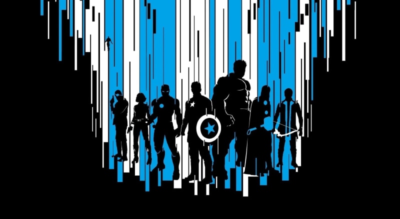 Aero, art and craft, age, real people, leisure activity, group, black, avengers, silhouette, marvel, black background, built structure, blue