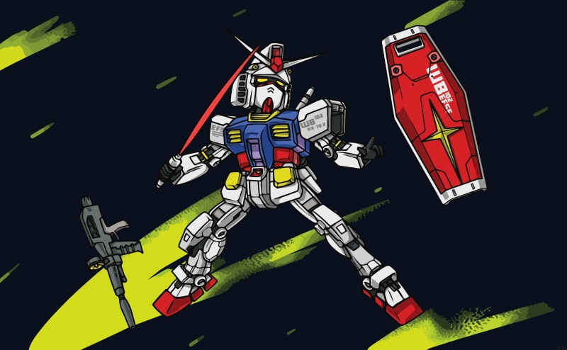 4K, Vector Art, Aero, gundam, mode, rx, chibi