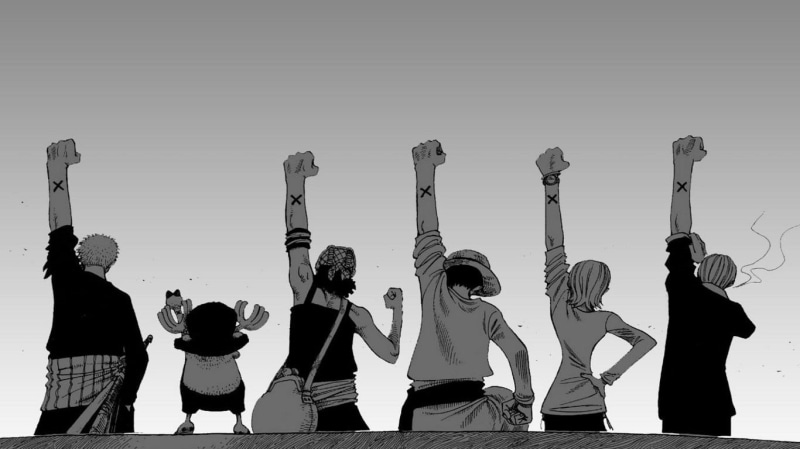 people, boys, land, women, white background, leisure activity, human arm, anime, arms up, back, Nami, standing, group of people, friendship, adult, arms raised
